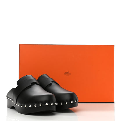 Hermes Calfskin Calya Mules 36 Black 9 of 9