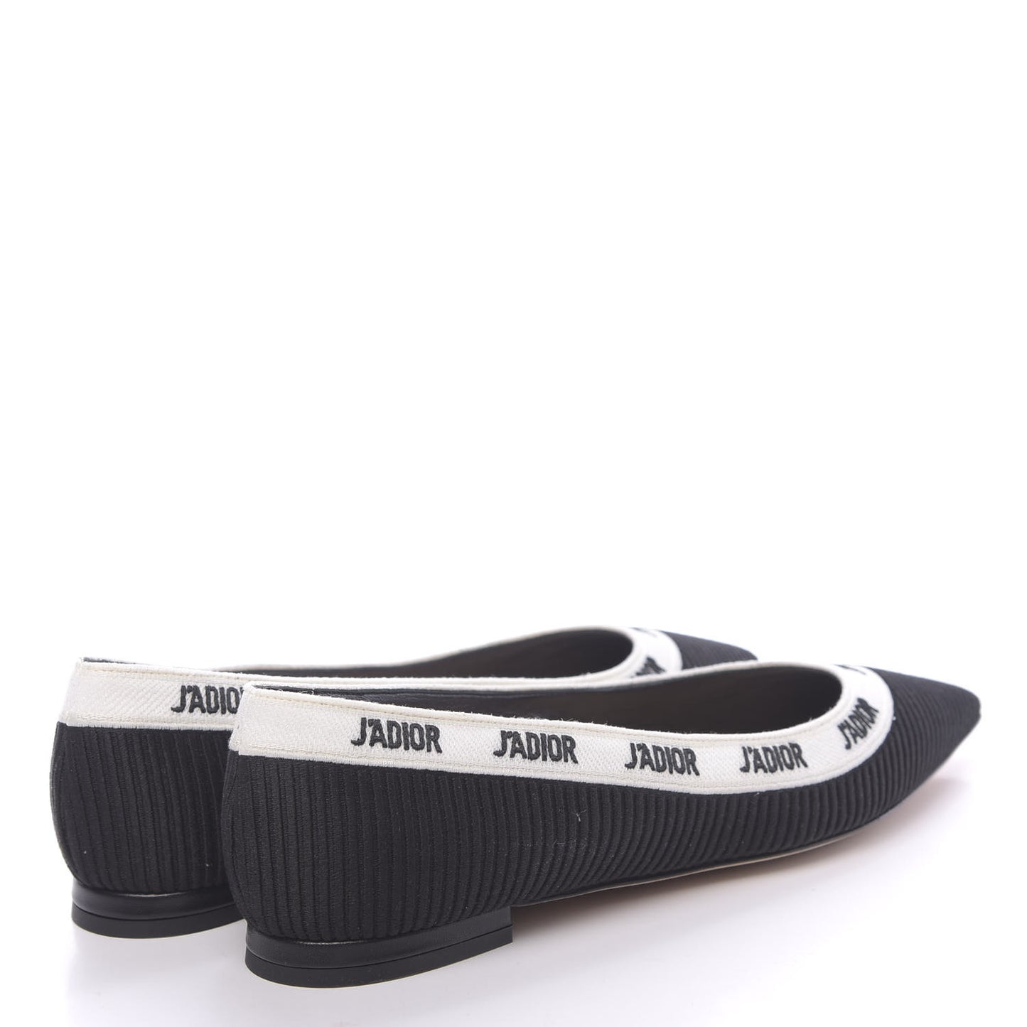 Fabric Ribbon Embroidered J'Adior Ballet Flats 36 Black