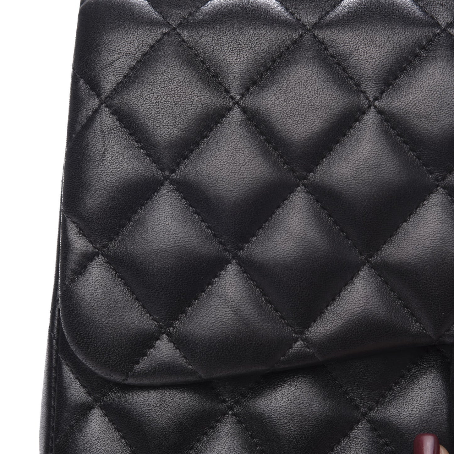 Lambskin Quilted Jumbo Double Flap Black