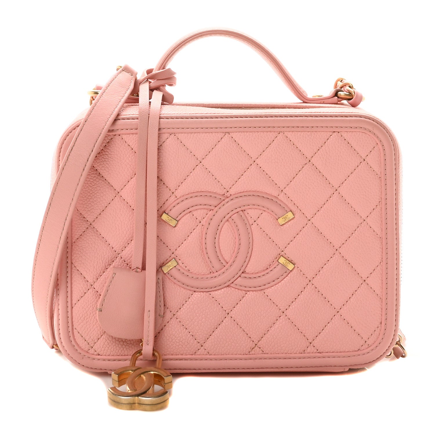 Chanel Caviar Quilted Medium CC Filigree Vanity Case Rose Pink 1 of 10