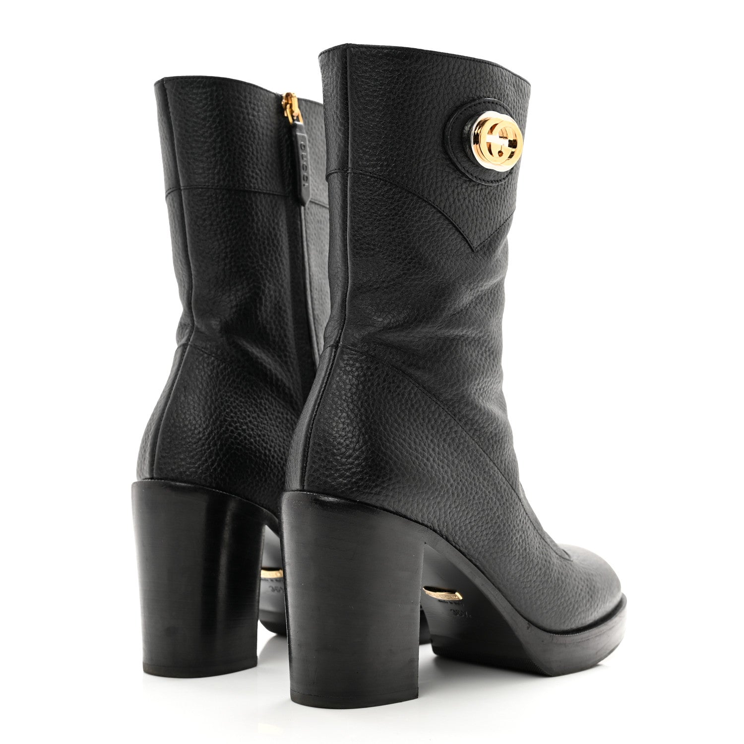 Gucci Austin Calfskin Interlocking G Ankle Boots 36.5 Black 4 of 8