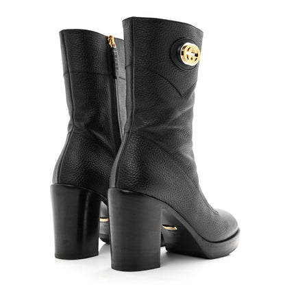Gucci Austin Calfskin Interlocking G Ankle Boots 36.5 Black 4 of 8