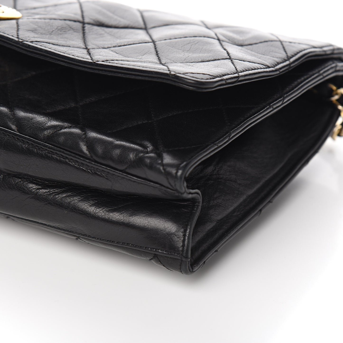 Lambskin Quilted Medium Single Flap Black