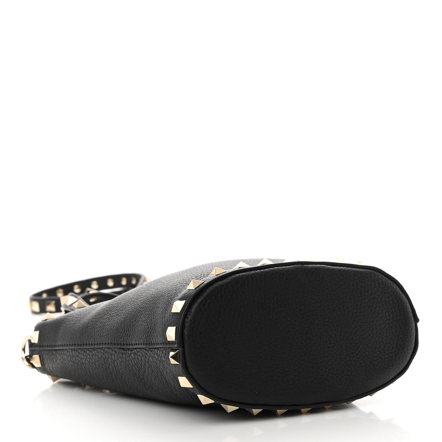 Grainy Calfskin Mini Rockstud Flip Lock Tote Black