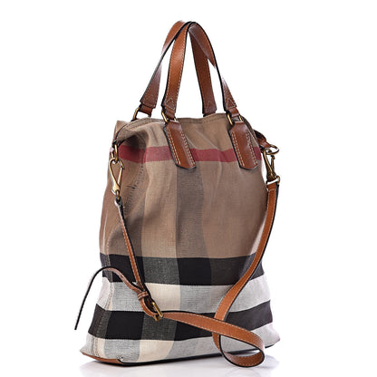 Burberry Canvas Mega Check Medium Ashby Hobo Saddle Brown 4 of 21