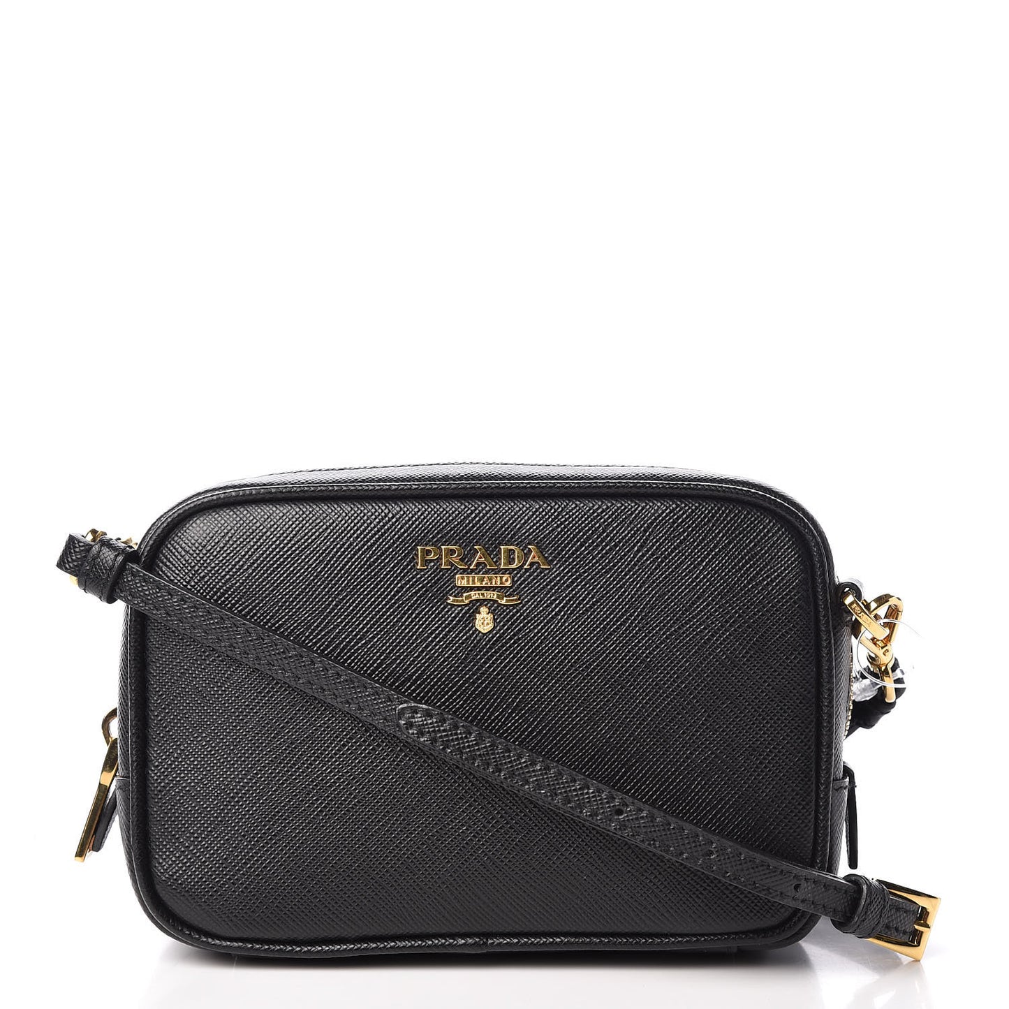 Saffiano Mini Camera Crossbody Bag Black