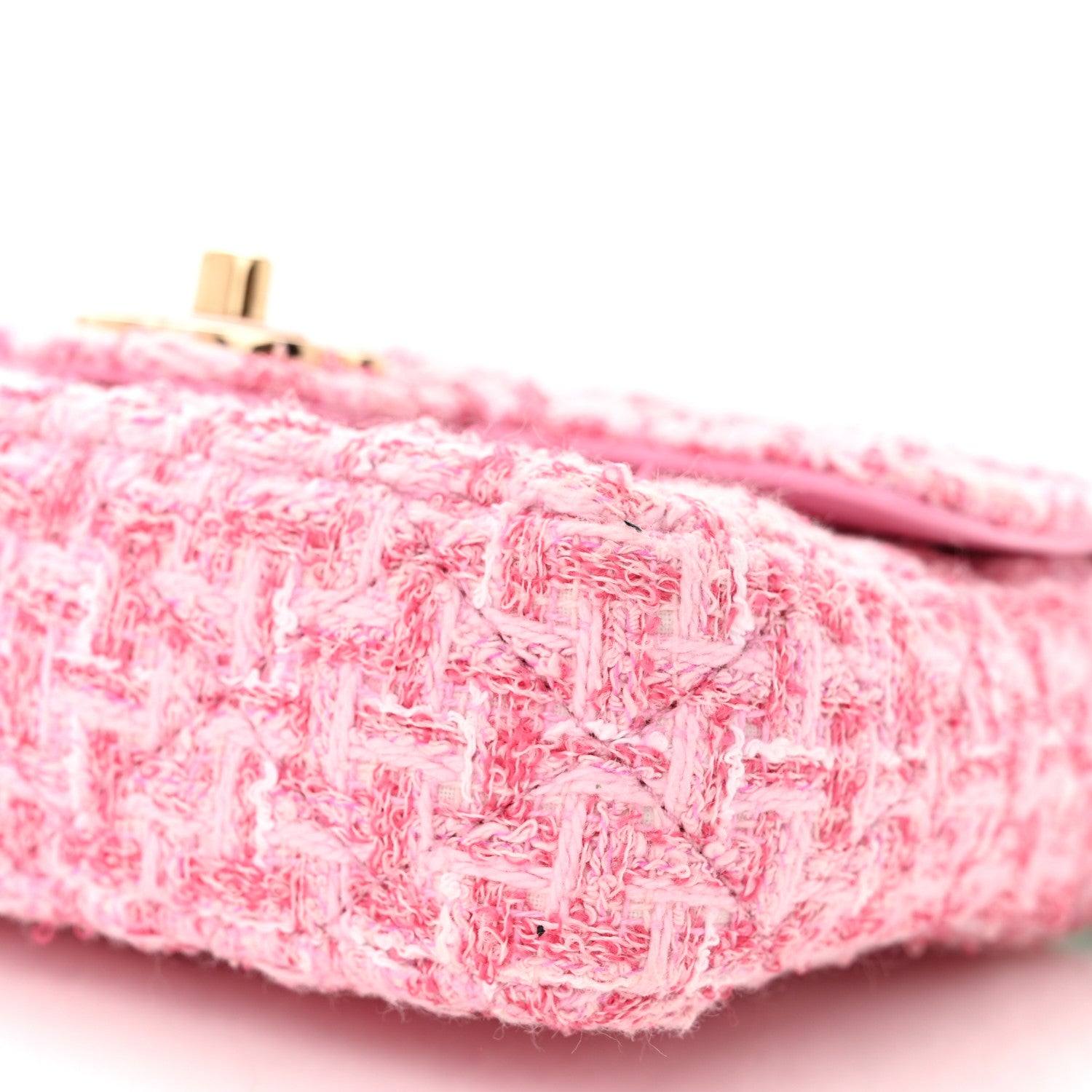 Chanel Tweed Resin Quilted Mini Heart Square Flap Pink White 10 of 11