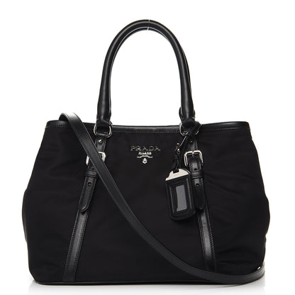 Prada Nylon Tessuto Soft Calf Tote Nero Black 1 of 8