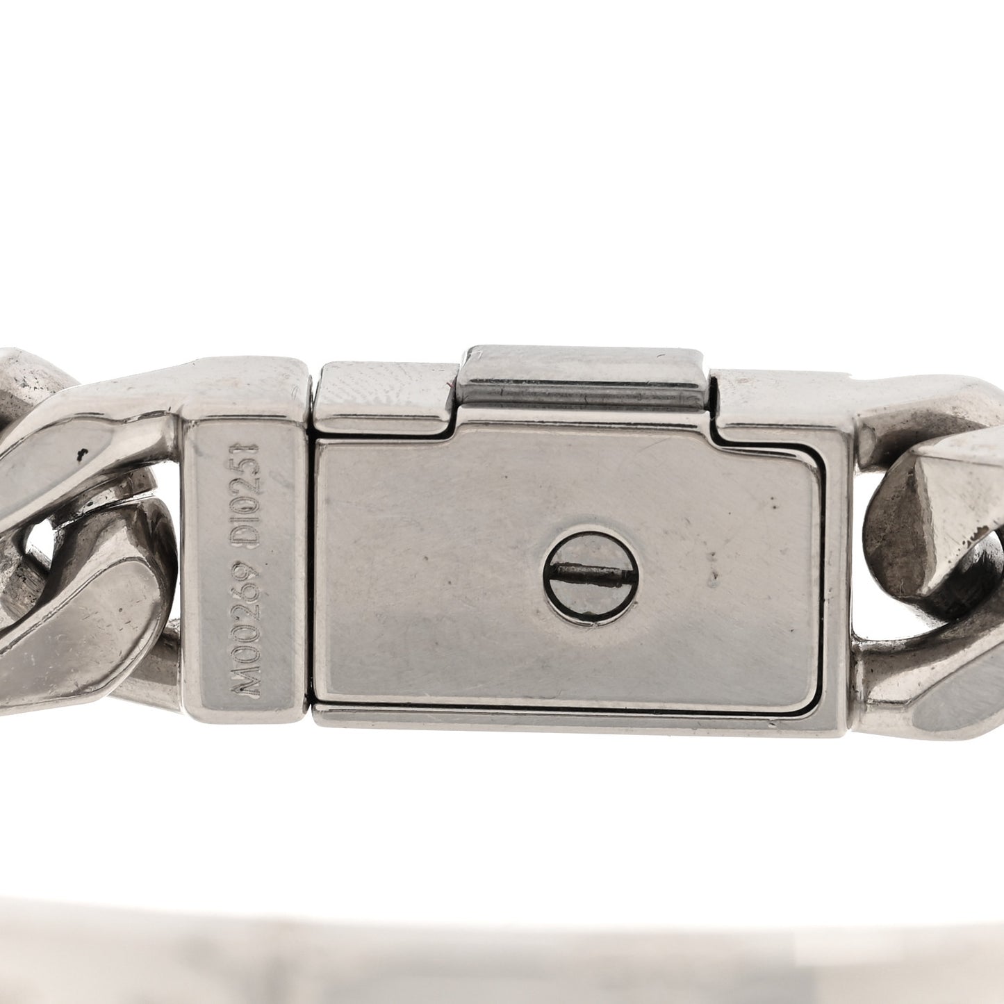 Zamac Palladium Monogram Chain Bracelet Silver