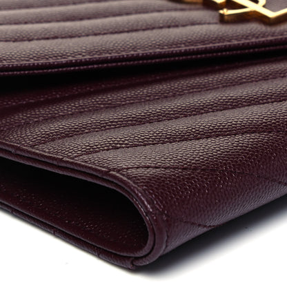 Saint Laurent Grain De Poudre Matelasse Chevron Monogram Envelope Clutch Rouge Legion 9 of 11