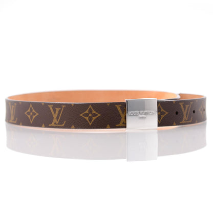 Louis Vuitton Monogram Ceinture Belt w Silver Buckle 80 32 2 of 9