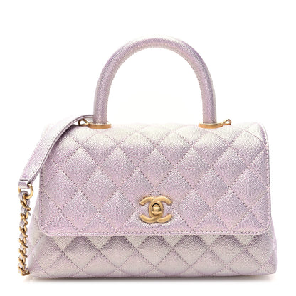 Chanel Metallic Caviar Quilted Mini Coco Handle Flap Light Pink 1 of 11