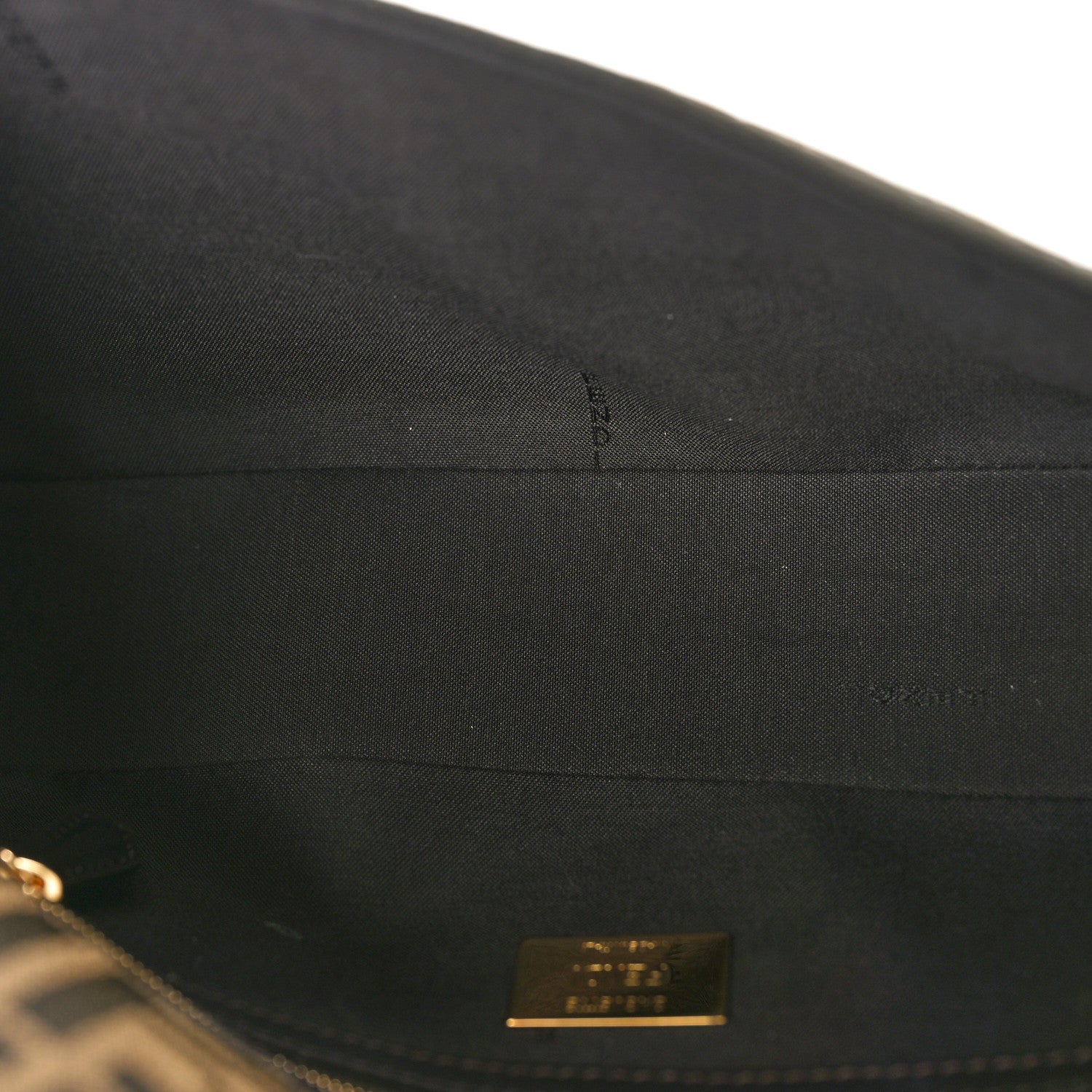 Fendi Fabric Jacquard Paillettes Vitello Seta FF 1974 Baguette Testa di Moro Real Ebano 5 of 10