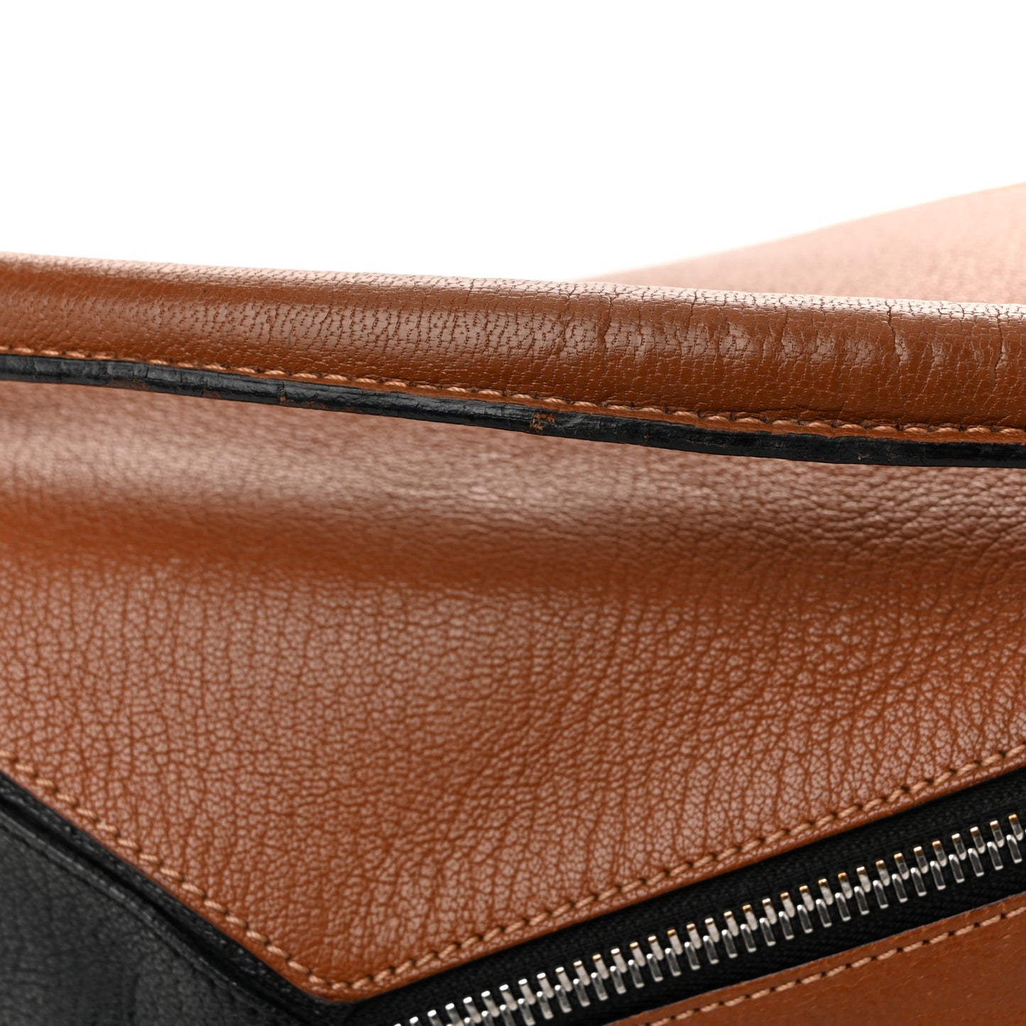 Calfskin Colorblock Medium Puzzle Bag Tan Red Black