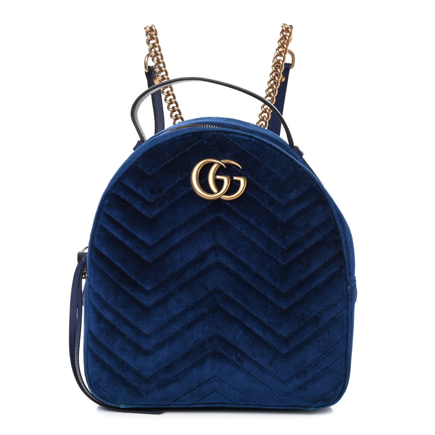 Velvet Matelasse GG Marmont Dome Backpack Cobalt Blue