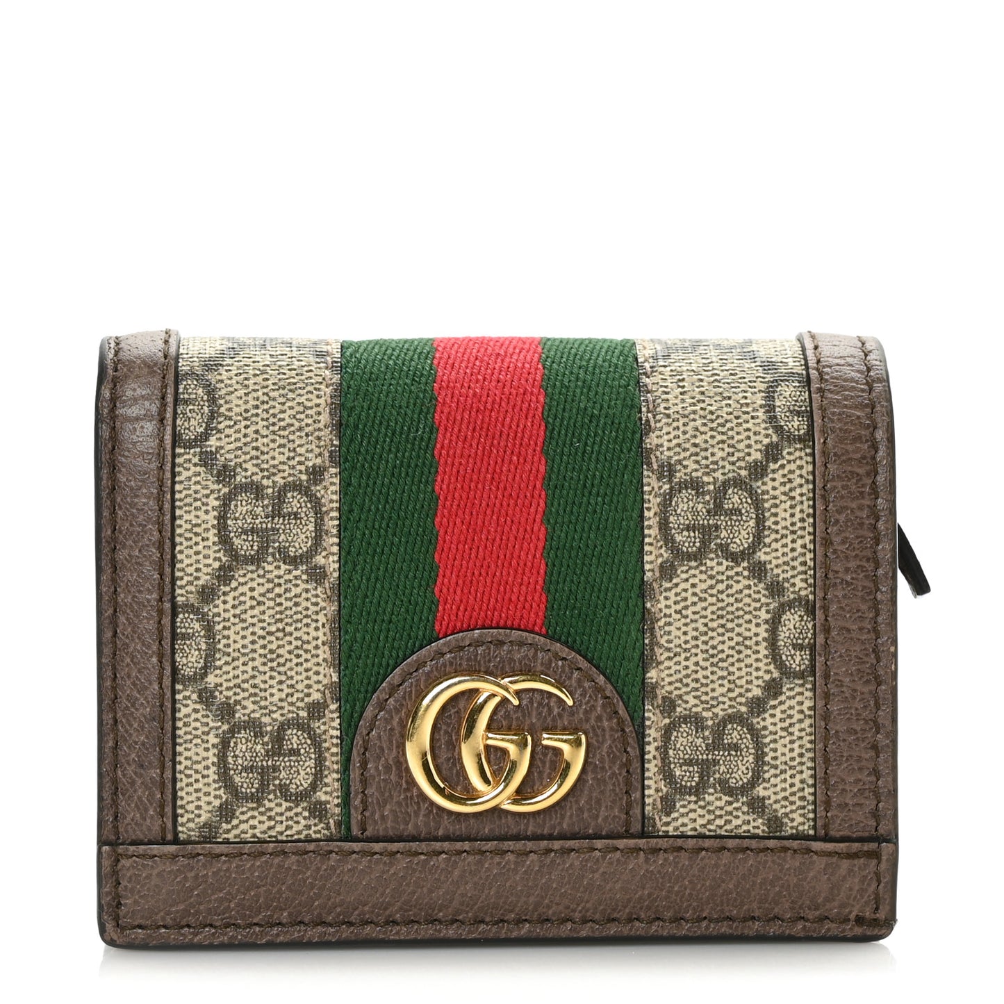 GG Supreme Monogram Web Ophidia Card Case Beige New Acero