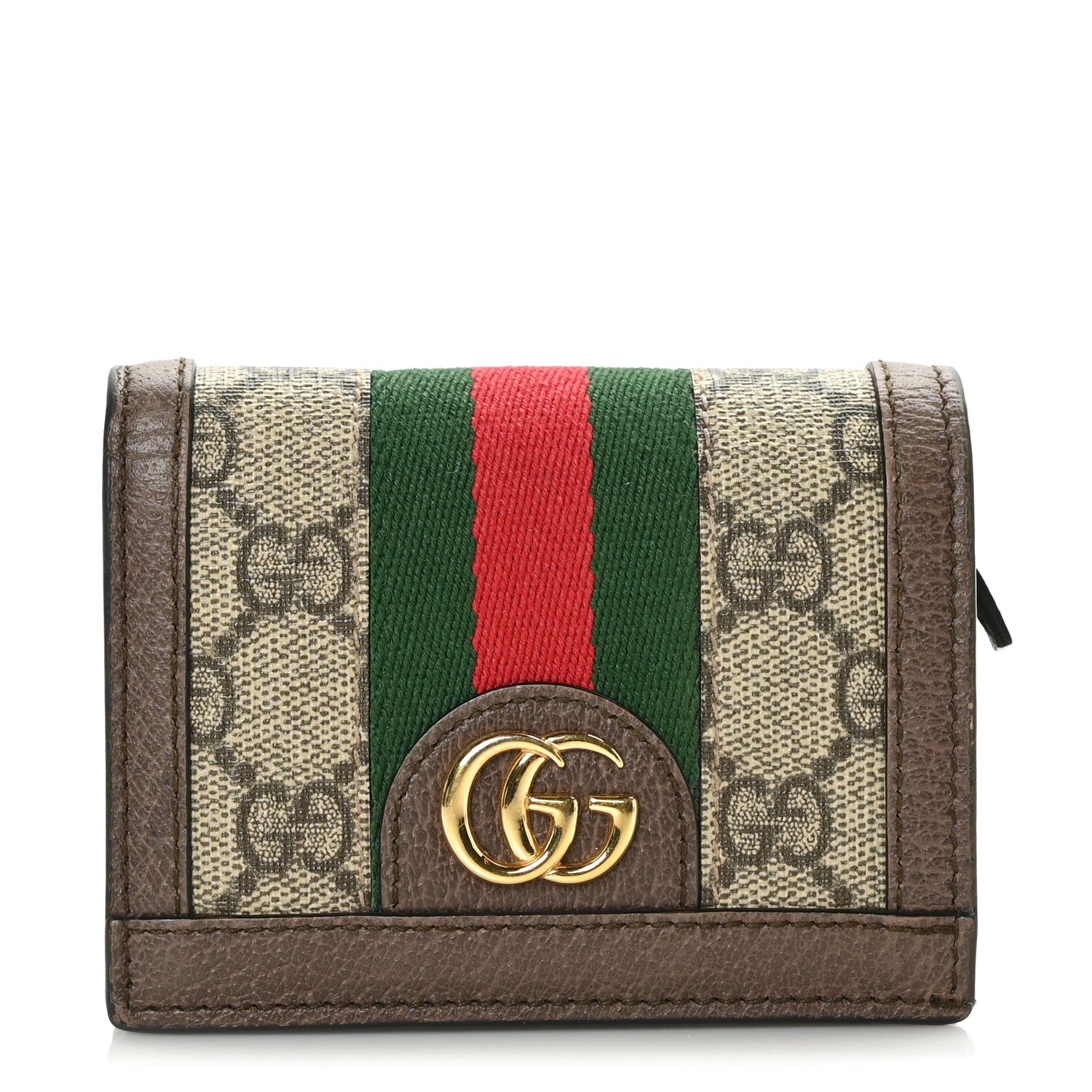 Gucci GG Supreme Monogram Web Ophidia Card Case Beige New Acero 1 of 7