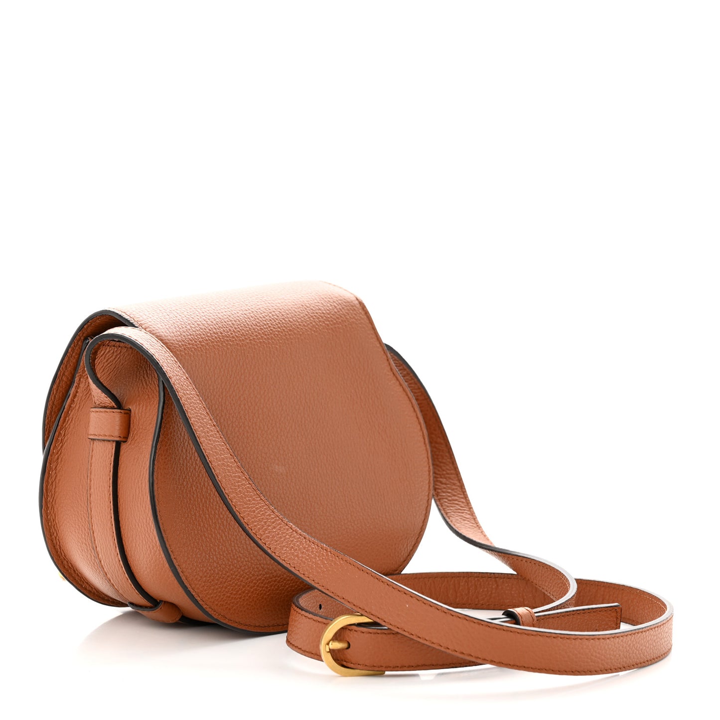 Grained Calfskin Small Marcie Saddle Bag Tan