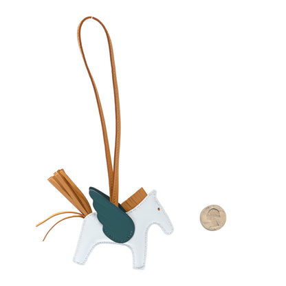 Hermes Milo Lambskin Grigri Rodeo Pegase Horse Bag Charm PM Bleu Brume Sesame Vert Bosphore 2 of 5