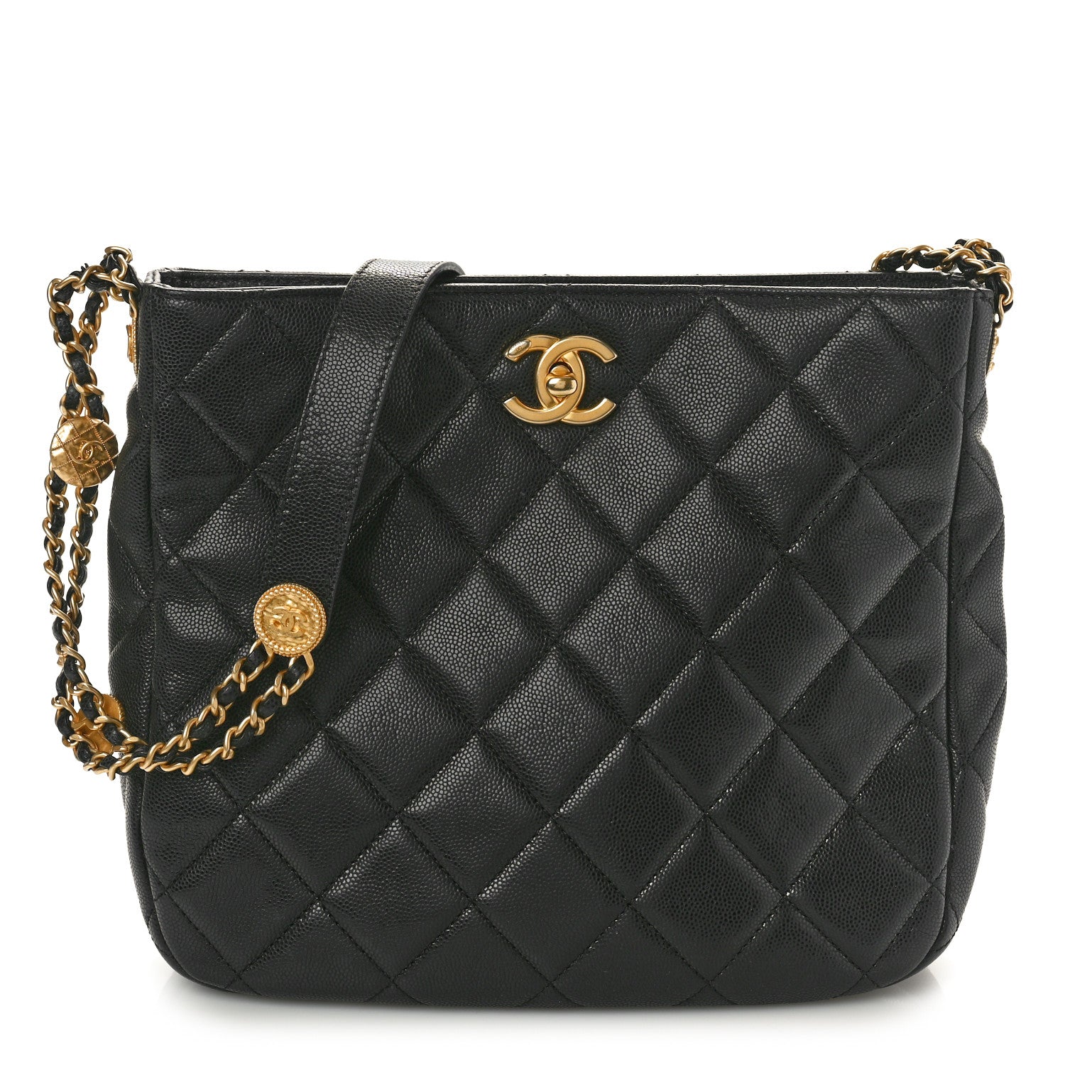 Chanel Caviar Quilted Twist Your Buttons Hobo Black 1 of 10