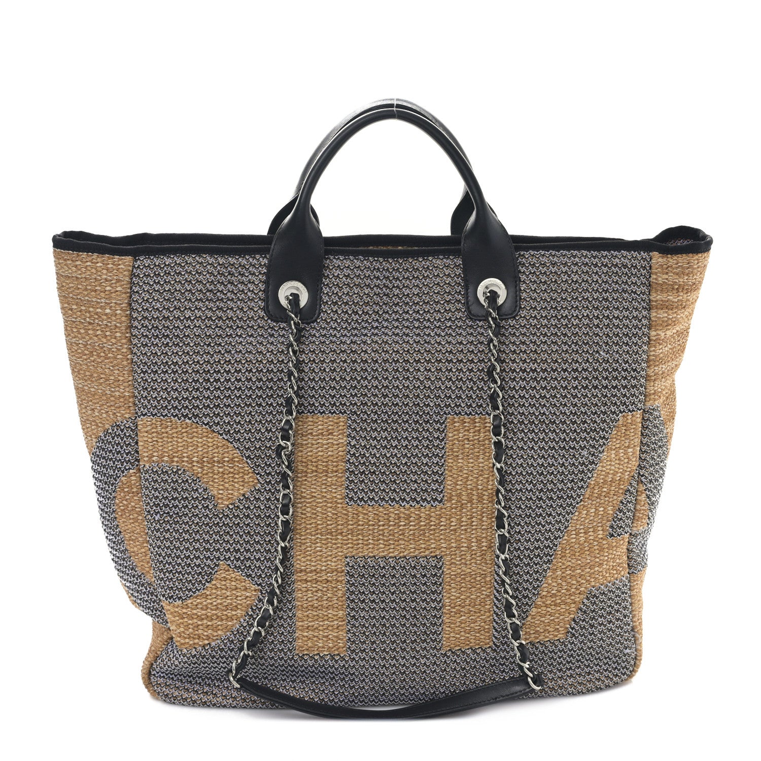 Chanel Mixed Fibers Large Shopping Bag Blue Beige 1 of 10