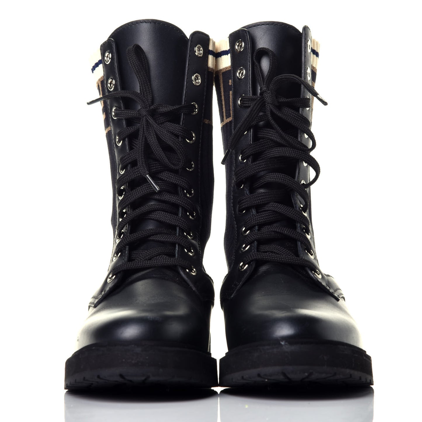 Calfskin Stretch Fabric Rockoko Biker Boots 37 Tobacco Black Marino