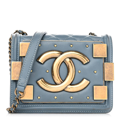 Chanel Lambskin Quilted Studded Boy Brick Flap Light Blue 1 of 14