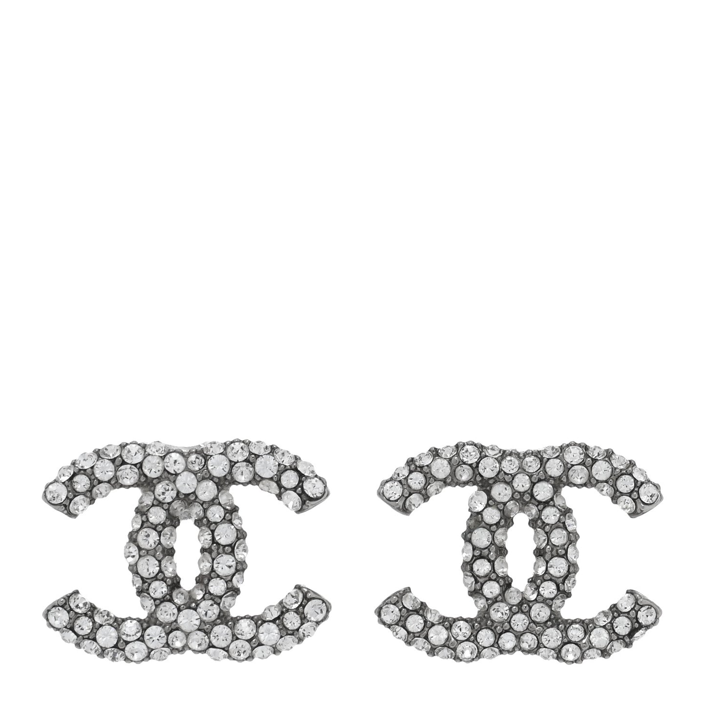 Crystal CC Treasure Chest Earrings Silver