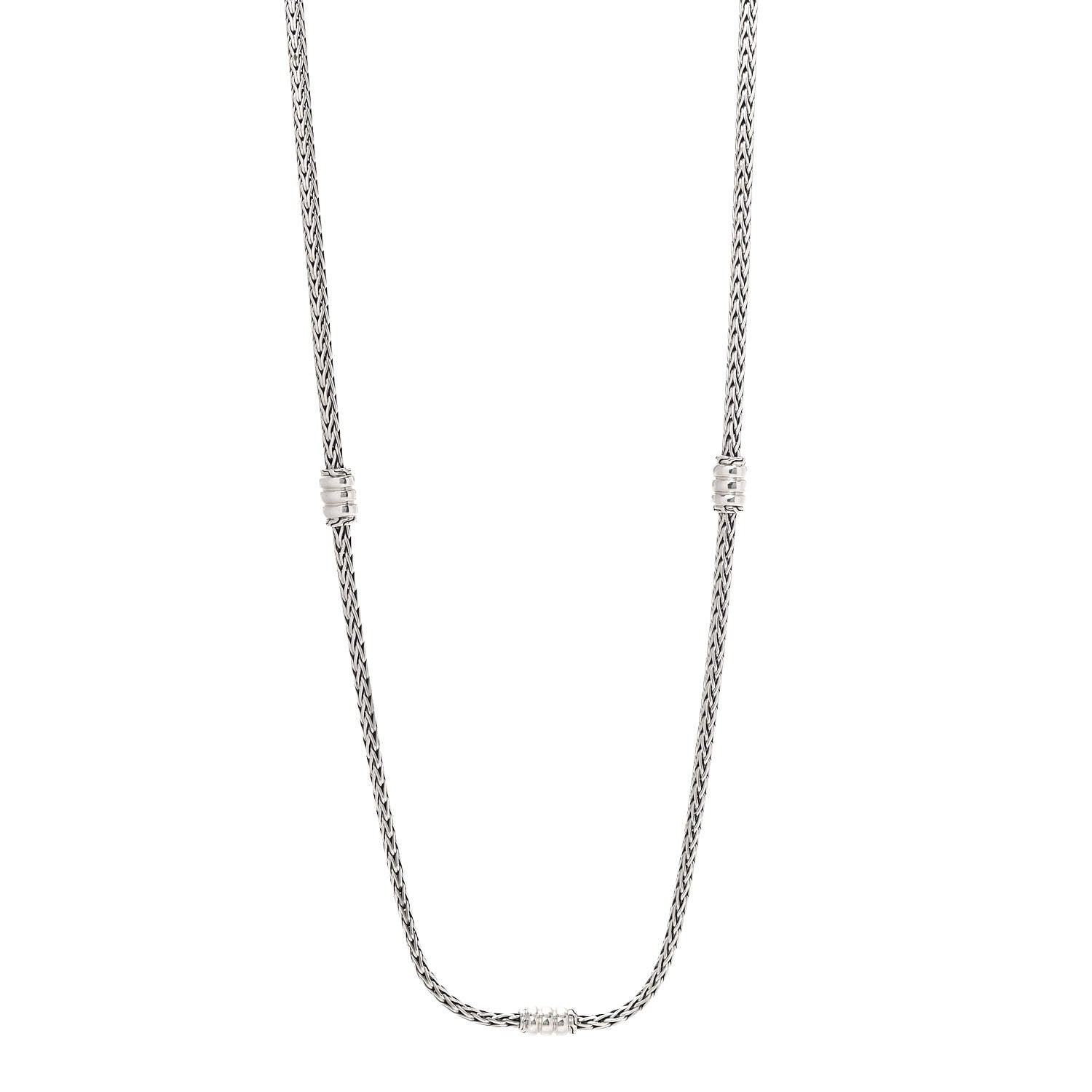 John Hardy Sterling Silver Wheat Chain Station Necklace 36" 1 of 4