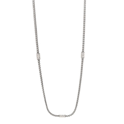 John Hardy Sterling Silver Wheat Chain Station Necklace 36" 1 of 4
