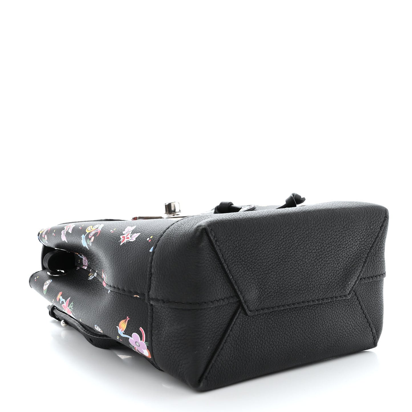 Calfskin Flower Lockme Mini Backpack Black Multicolor