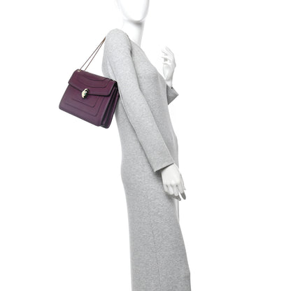 Bulgari Calfskin Serpenti Forever Shoulder Bag Plum 2 of 15