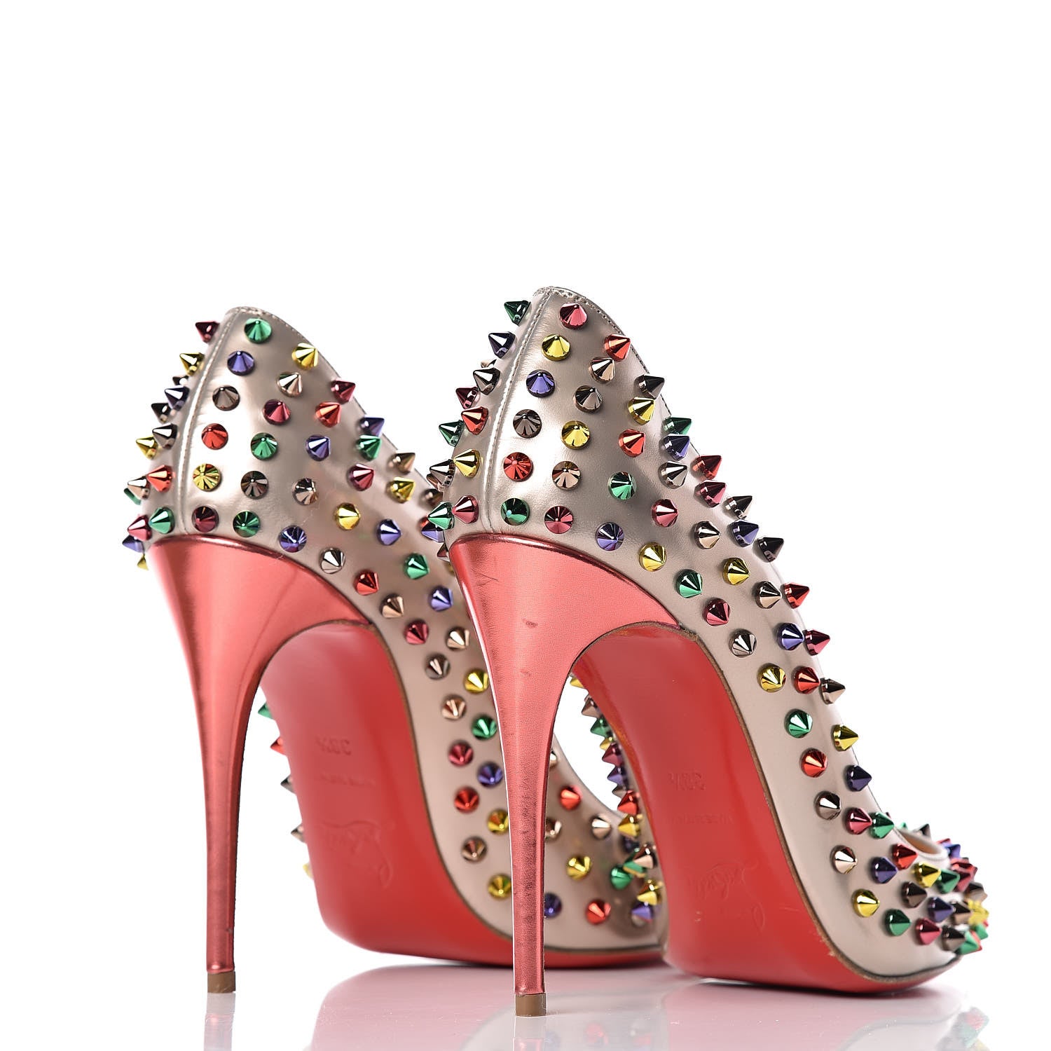 Christian Louboutin Specchio Follies Spikes 100 Pumps 38.5 Beige Multicolor 4 of 10