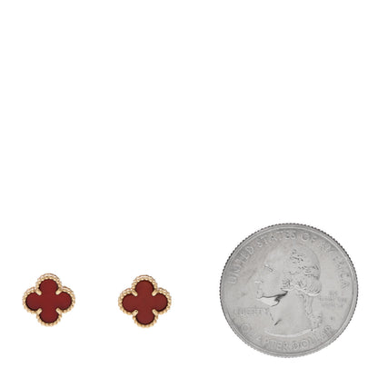 Van Cleef & Arpels 18K Rose Gold Carnelian Sweet Alhambra Earrings 2 of 5