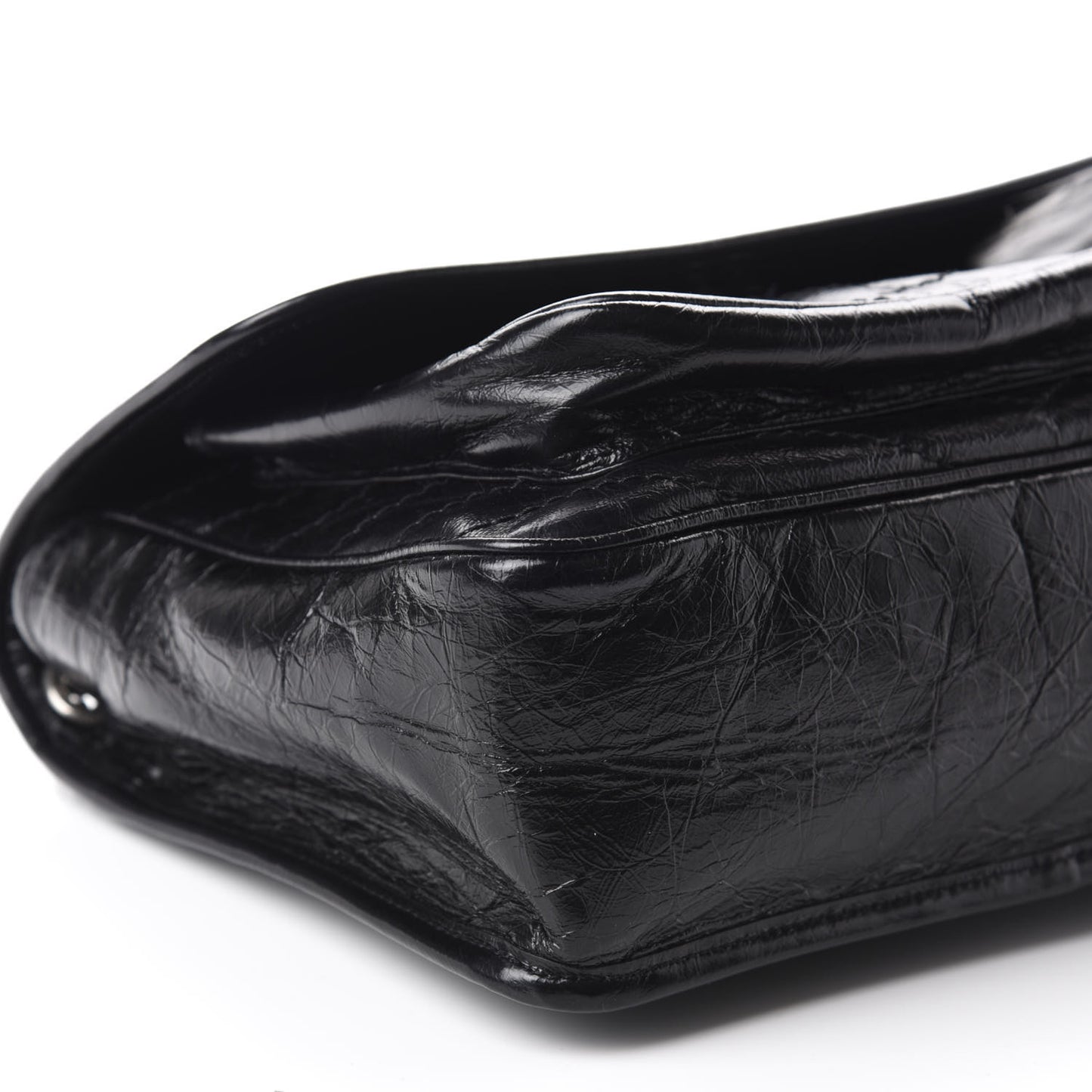 Crinkled Calfskin Matelasse Monogram Medium Niki Chain Satchel Black
