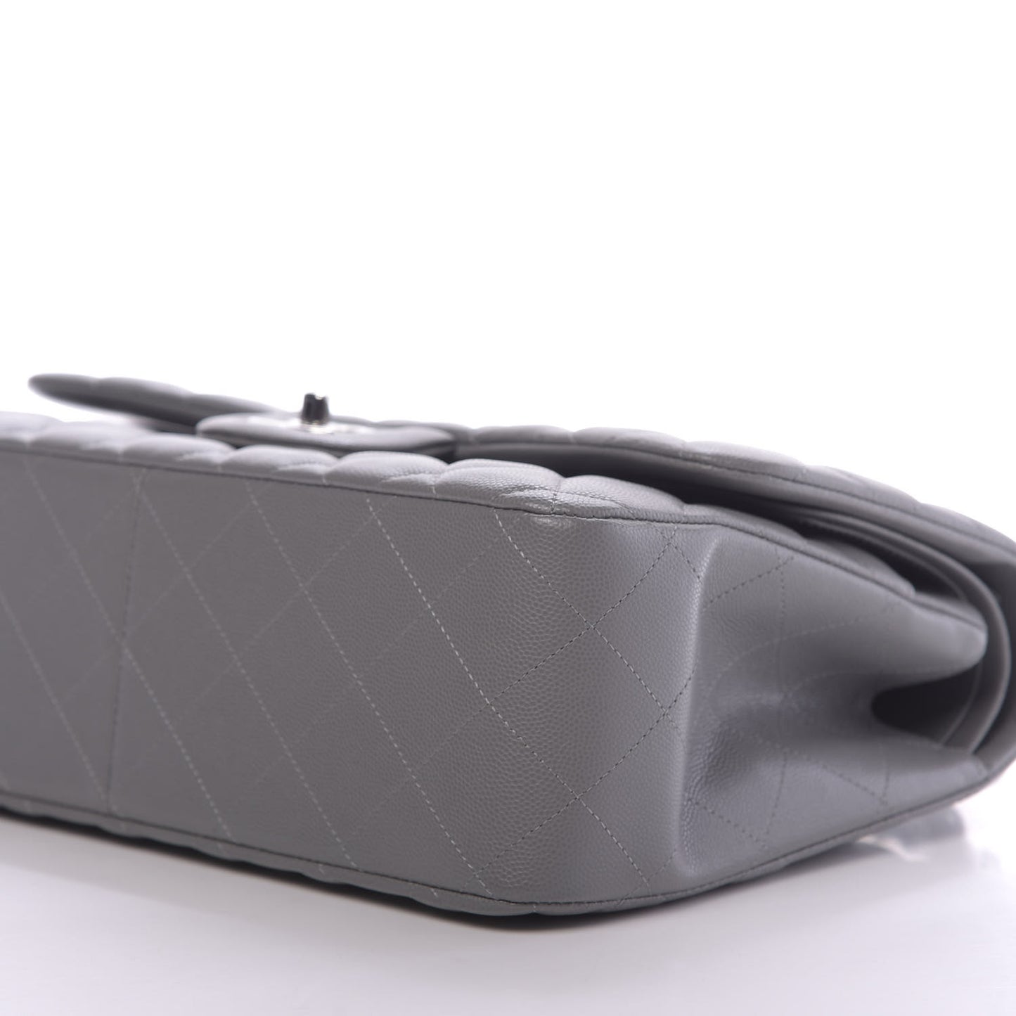 Caviar Quilted Jumbo Double Flap Dark Grey