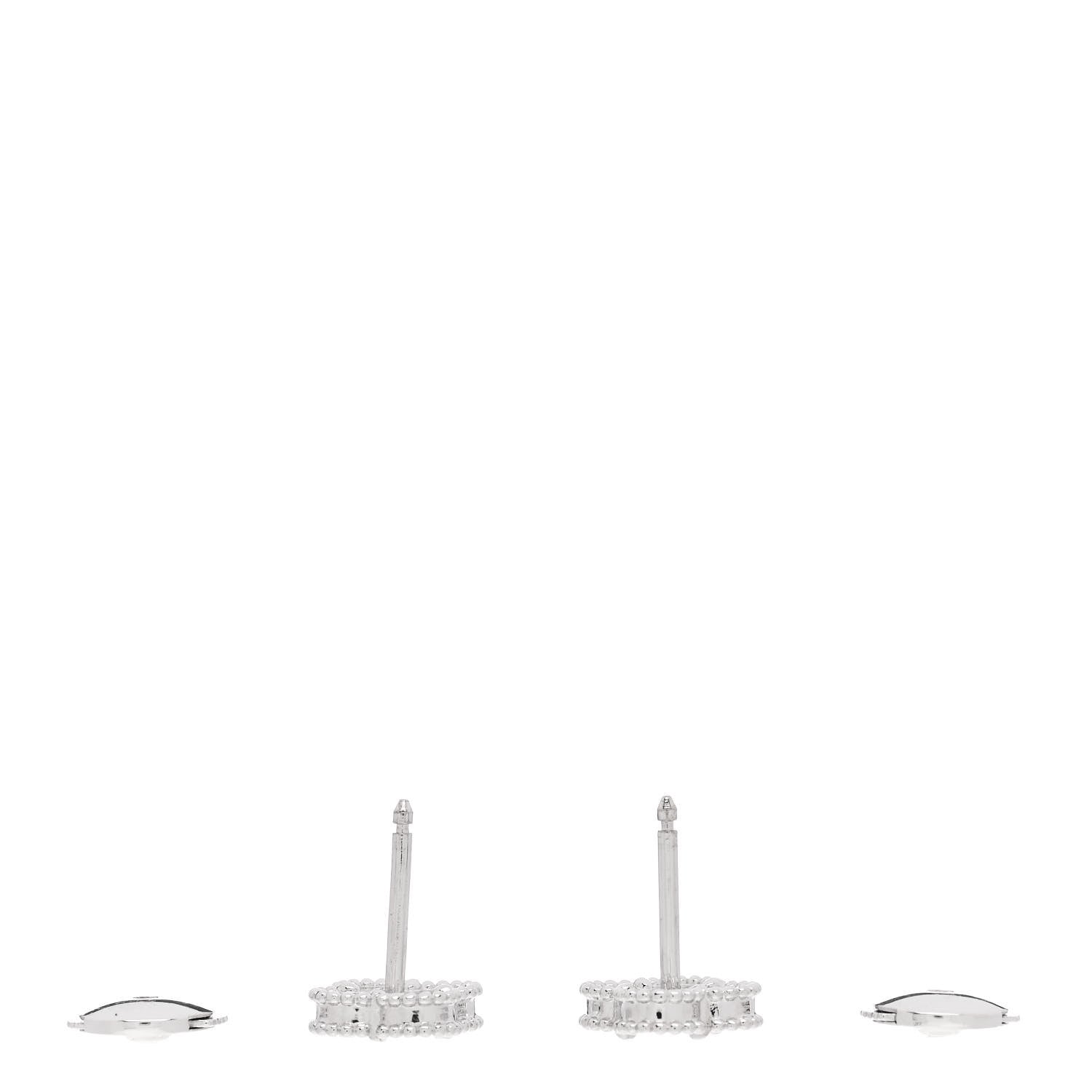 Van Cleef & Arpels 18K White Gold Turquoise Sweet Alhambra Earrings 3 of 5
