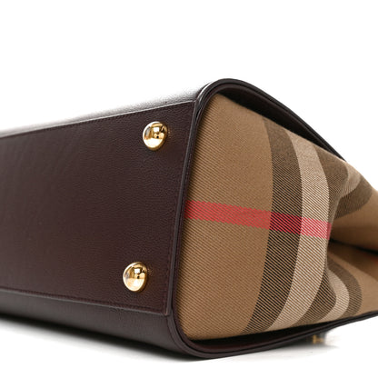 Burberry Calfskin Mega Check Small Banwell Tote  Mahogany Red 9 of 10