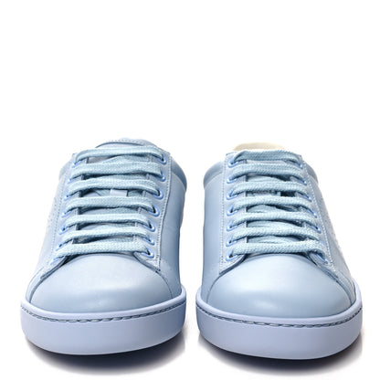 Gucci Calfskin Interlocking G Perforated Womens Ace Sneakers 35 Porcelain Light Blue Zaffiro 2 of 8