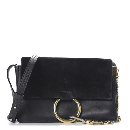 Chloe Suede Calfskin Small Faye Shoulder Bag Black 1 of 9