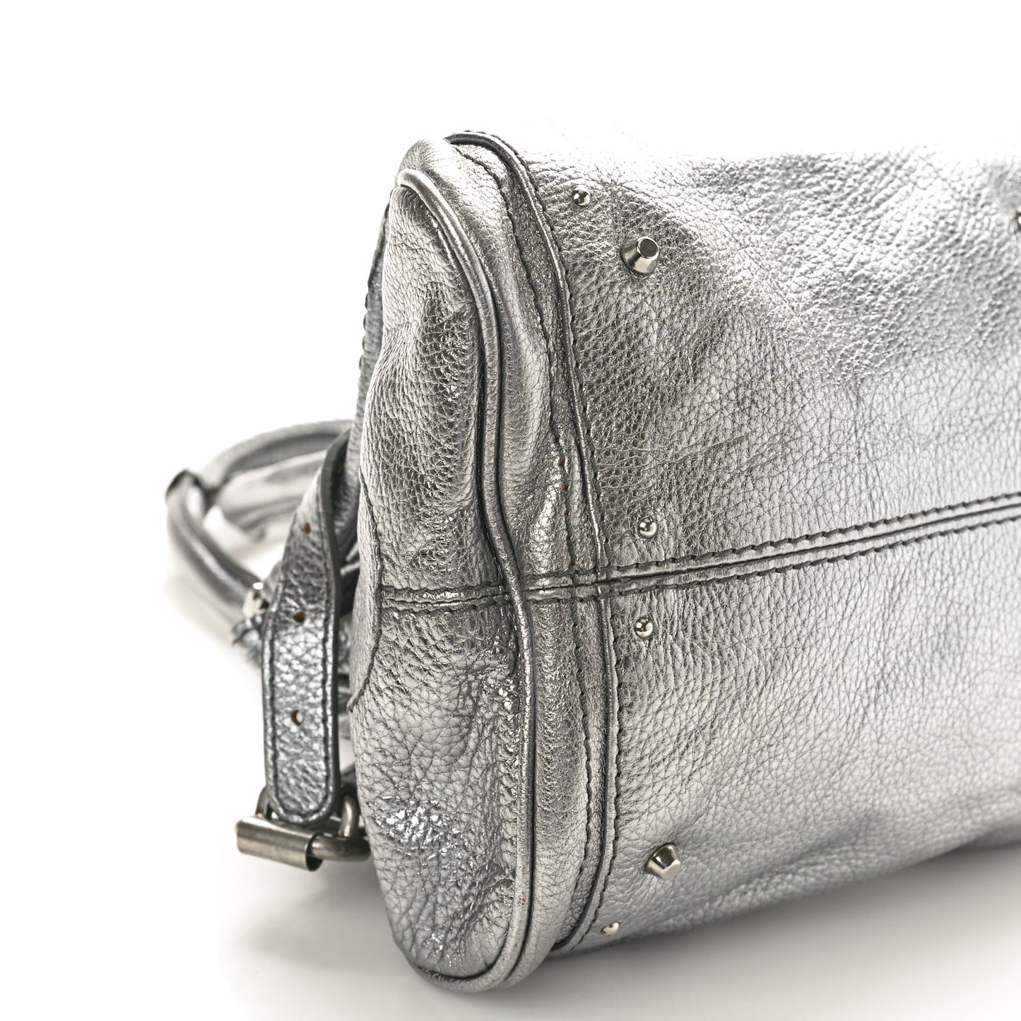 Metallic Calfskin Medium Paddington Satchel Argent