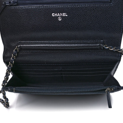 Chanel Caviar Quilted Wallet on Chain WOC Navy Blue 5 of 12