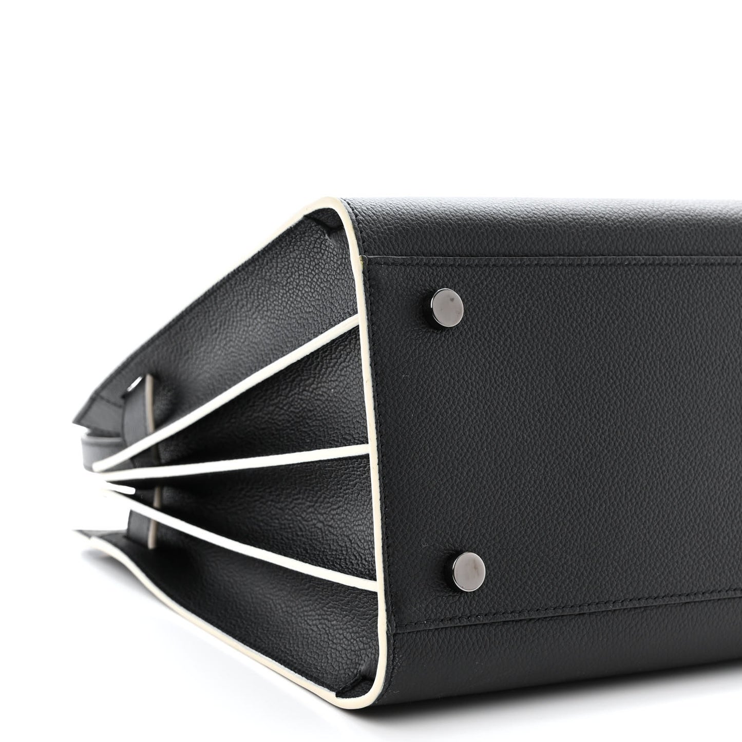 Grained Calfskin Topstitch Small Sac De Jour Black Porcelain