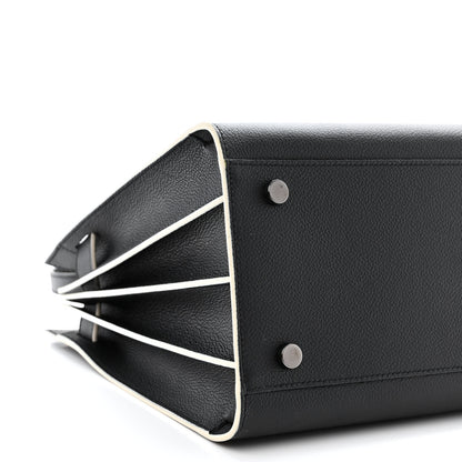 Saint Laurent Grained Calfskin Topstitch Small Sac De Jour Black Porcelain 11 of 12
