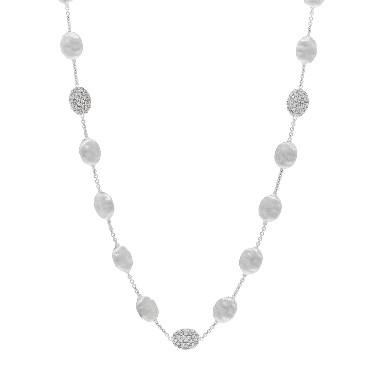 Marco Bicego 18K White Gold Diamond Siviglia Station Necklace 1 of 4