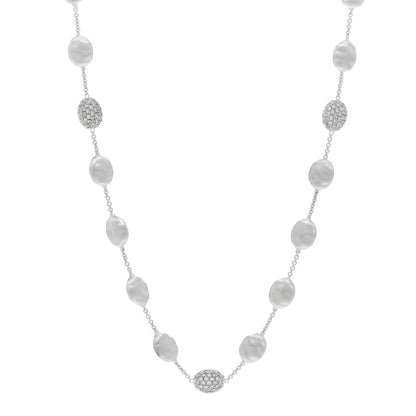 Marco Bicego 18K White Gold Diamond Siviglia Station Necklace 1 of 4