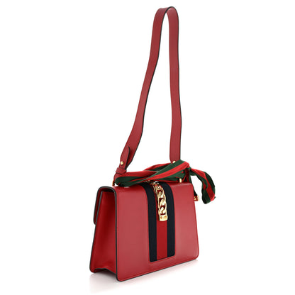 Gucci Calfskin Small Sylvie Shoulder Bag Hibiscus Red 3 of 17