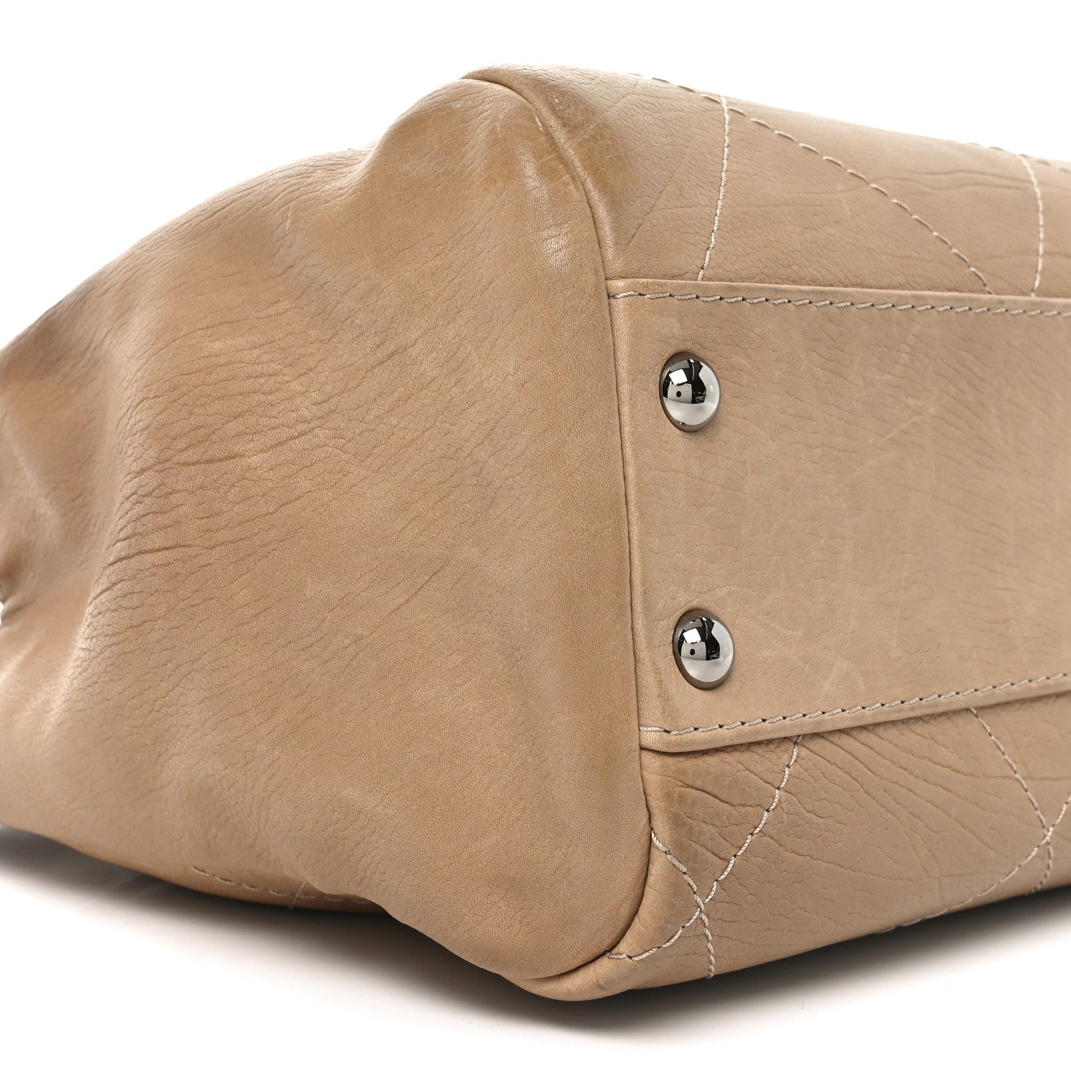 Chanel Washed Calfskin Diamond Stitch Large Hamptons Shopping Tote Beige 9 of 10