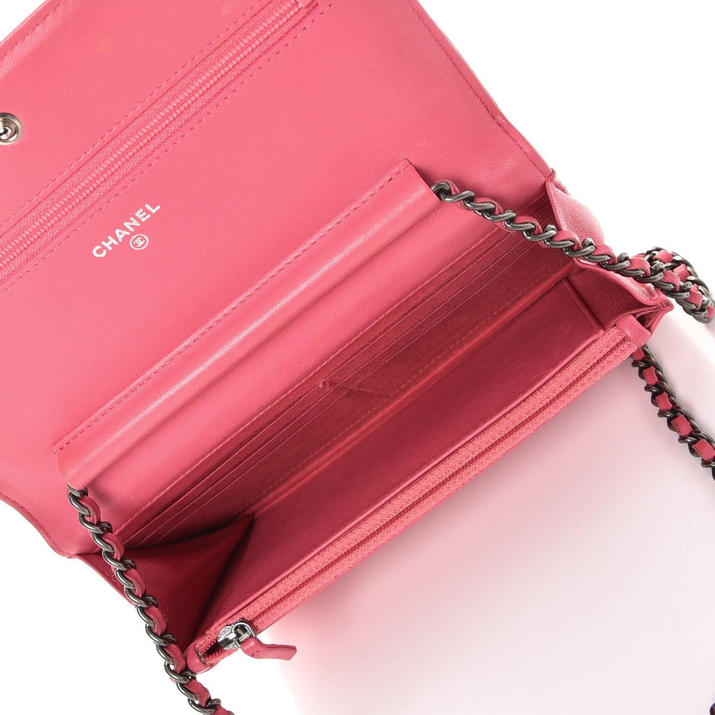 Lambskin Quilted Boy Wallet On Chain WOC Pink