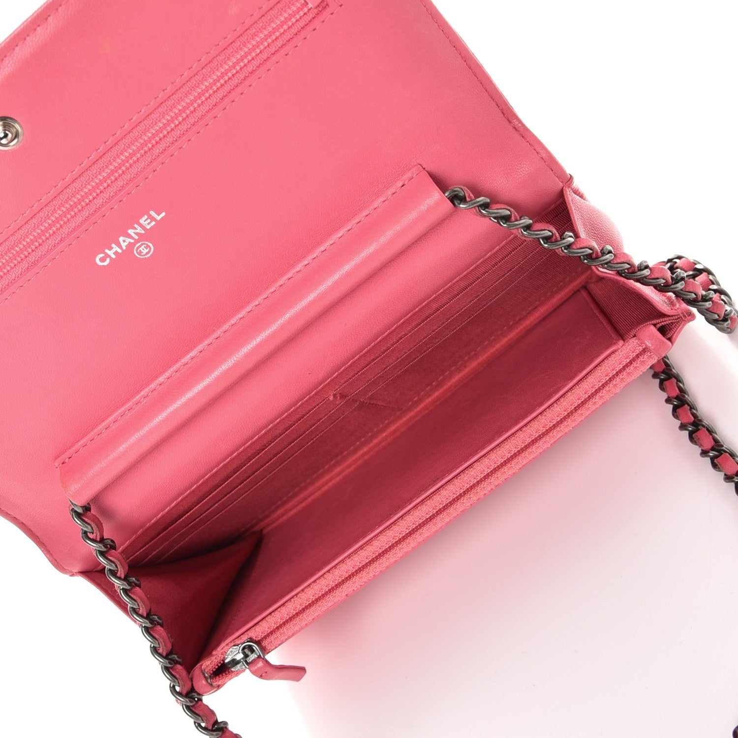 Chanel Lambskin Quilted Boy Wallet On Chain WOC Pink 5 of 14